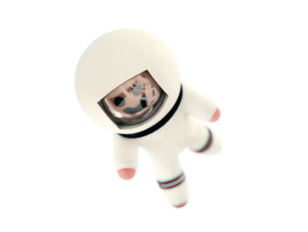 Ilustración 3D de un astronauta. Render hecho en Cinema 4D