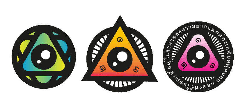 Ilustraciones de estilo kawaii con simbología Illuminati para pegatinas