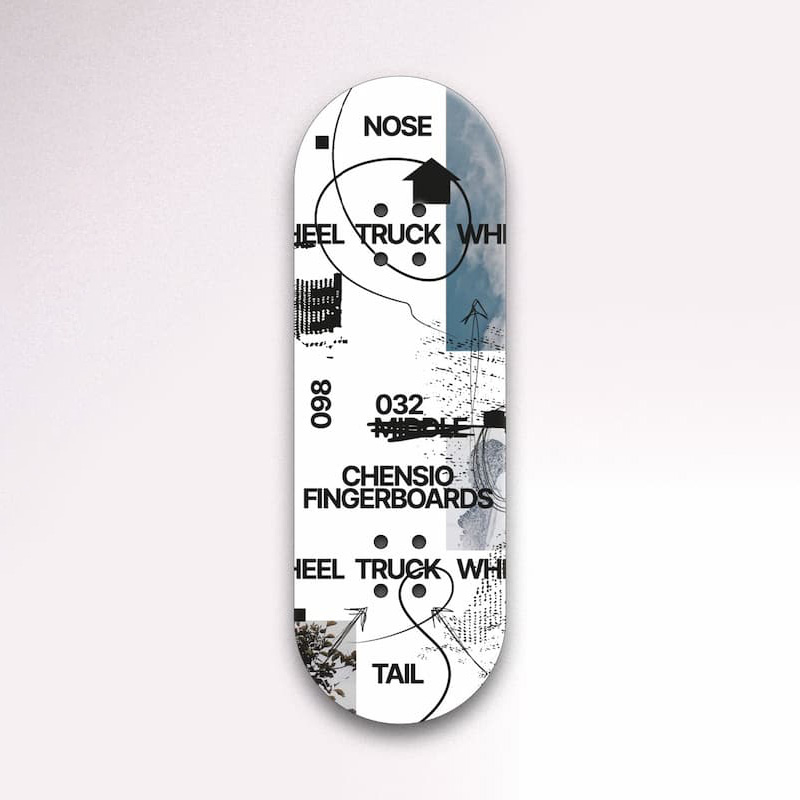 Handmade fingerboard deck with grunge composition.